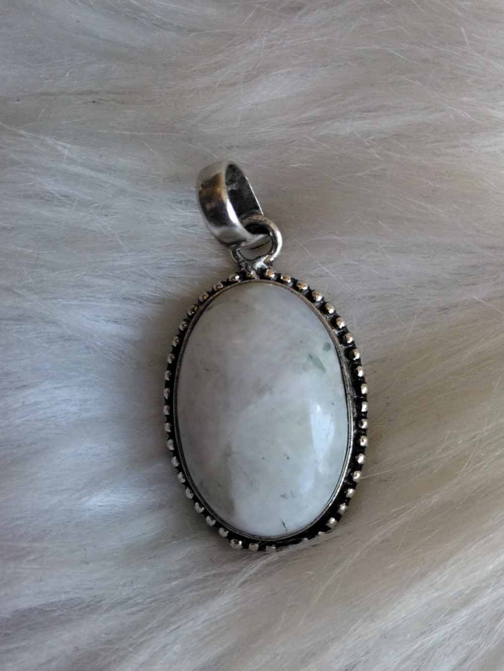Light Flash Moonstone Silver Plated Gemstone Necklace Pendant